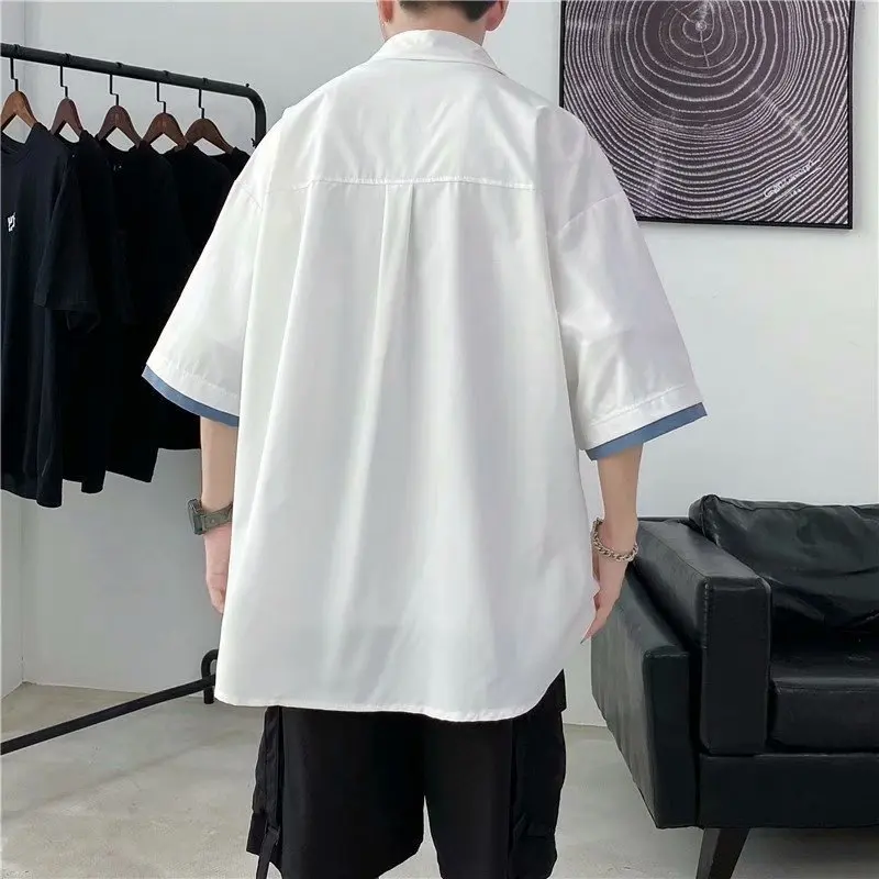 

2021 SUMMER Camisa Masculina Slim Fit Formal Kpop Turn-down Mandarin Collar Short Free Shipping Korean Men Casual Shirt Man