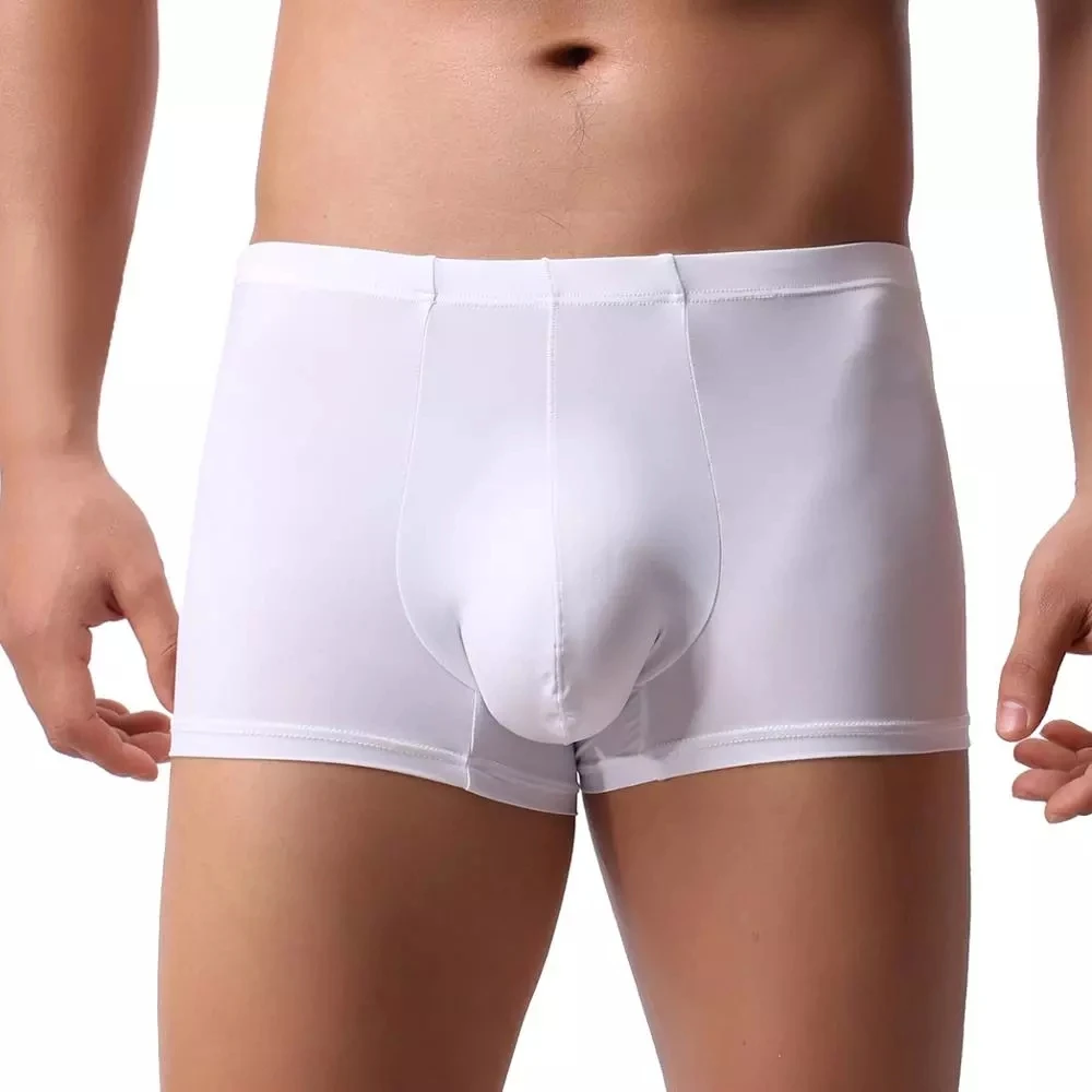 

Soft Sexy Thin Mens Underwear Ice Silk Boxer Shorts Transparent Mid-rise Trunks Breathable Solid Men Slips Cueca Homme Panties