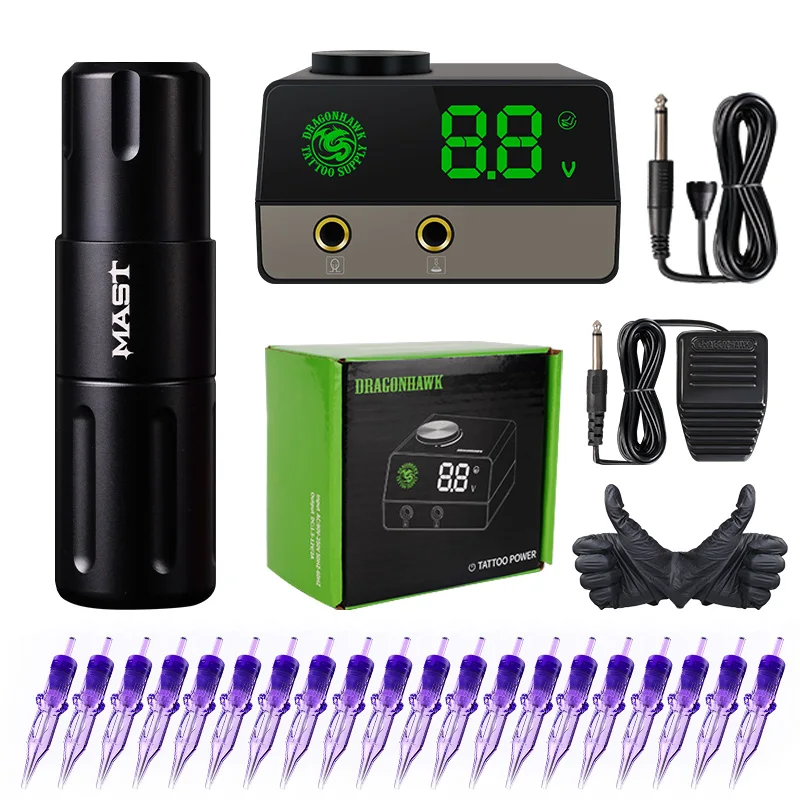 

Татуировочная машинка Mast Nano PMU, с ЖК-дисплеем и иглами