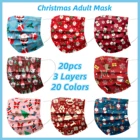 20 шт., одноразовые маски с принтом Санта-Клауса