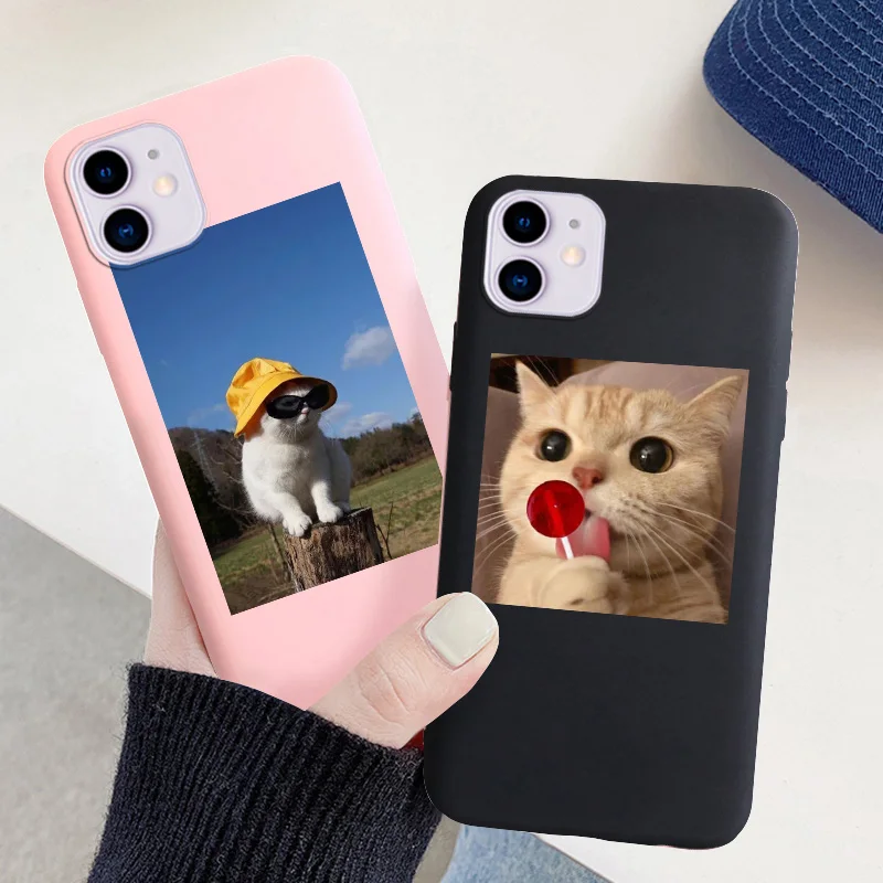 

Cat Case For iPhone 11 Case For iPhone 12 Pro Max XS Max XR X 12 Mini 7 8 6S Plus 5S SE 2020 Case Candy Color Silicone Coque