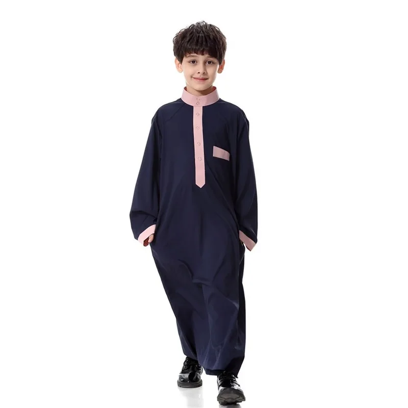 Muslim Clothing Arab Dubai Turkey Malaysia Kaftan Long Sleeve Solid Saudi Arab Islamic Muslim Dubai Robe for Boys