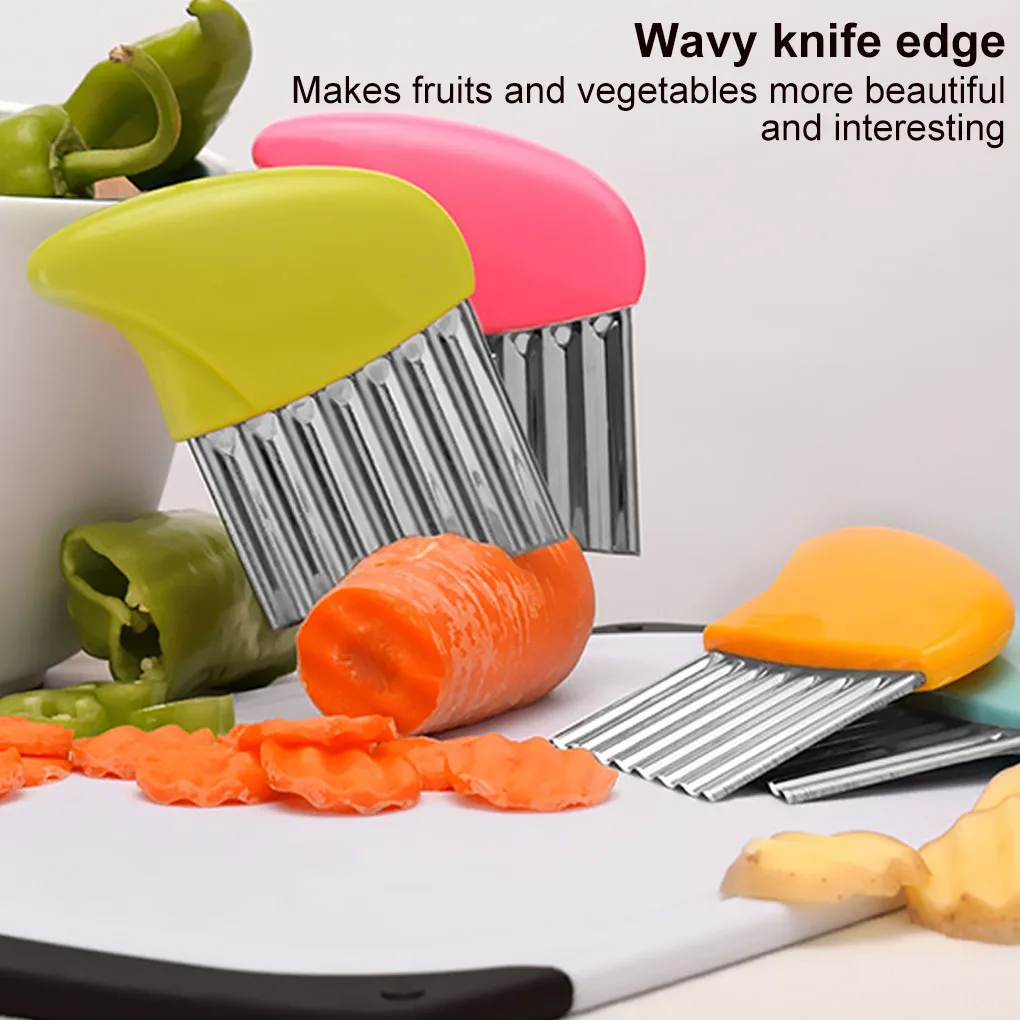 

Potato Wavy Slicer Stainless Steel Fruit and Vegetable Wavy Chopper Potato Carrot Chip French Fry Crinkle Slicer