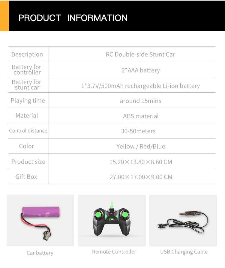 

1/28 RC car 360du Degree Rolling Double Sided High Speed Rotating Stunt Car Cool Headlights Anti Skid Tire Children's Toy Car