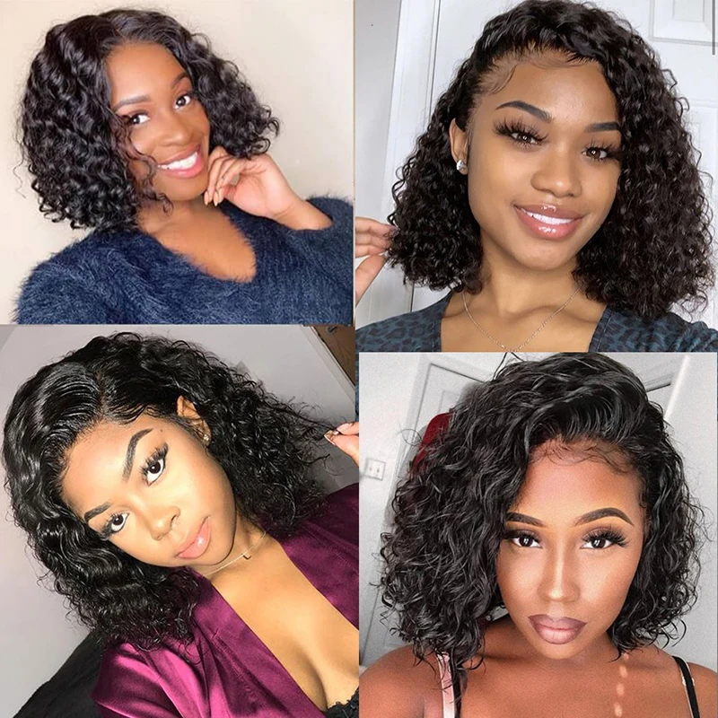 

Nicelight Hair 4x4 Lace Closure Wig Prelucked Natural Hairline With Baby Hair For Women Deep Wave Human Hair Wigs Short Bob Wigs
