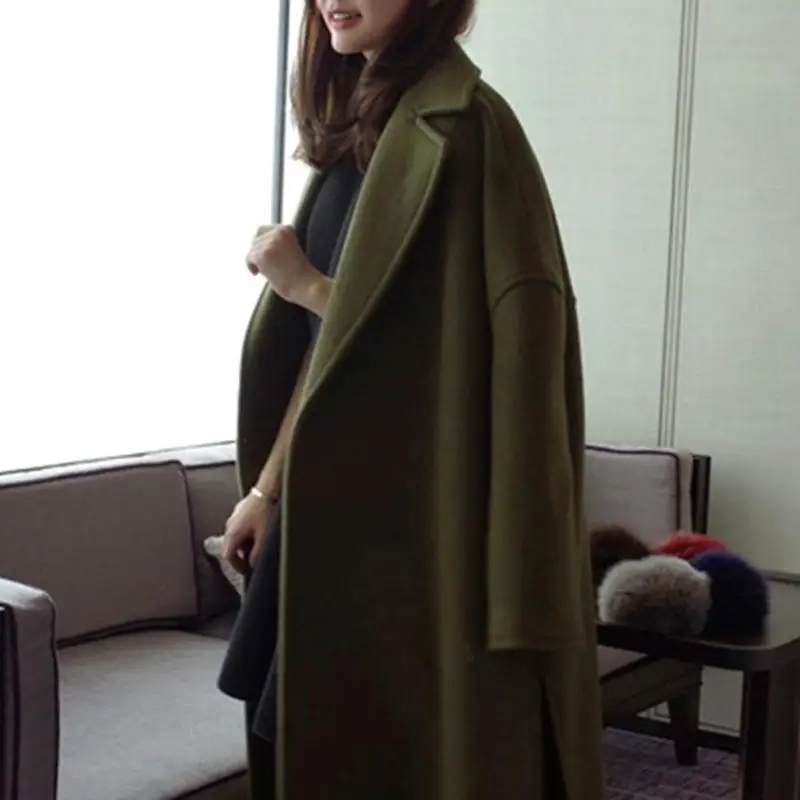 Casual Women Overcoat Spring Autumn Long Sleeve Solid Loose Thick Cardigan Fashion Chic Overknee Warm Outdoor Clothing | Женская одежда