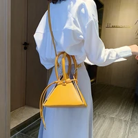 fashion triangle shape women handbags designer shoulder bags luxury pu leather crossbody bag lady drawsting small purses tote