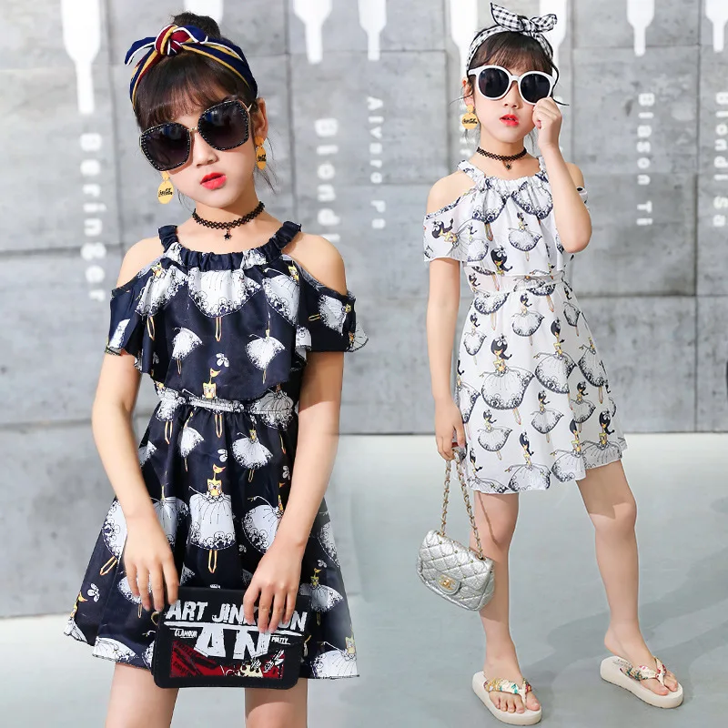 

2021 girls dress 2021 summer floral pattern bohemian beach skirt children girls clothing teenagers