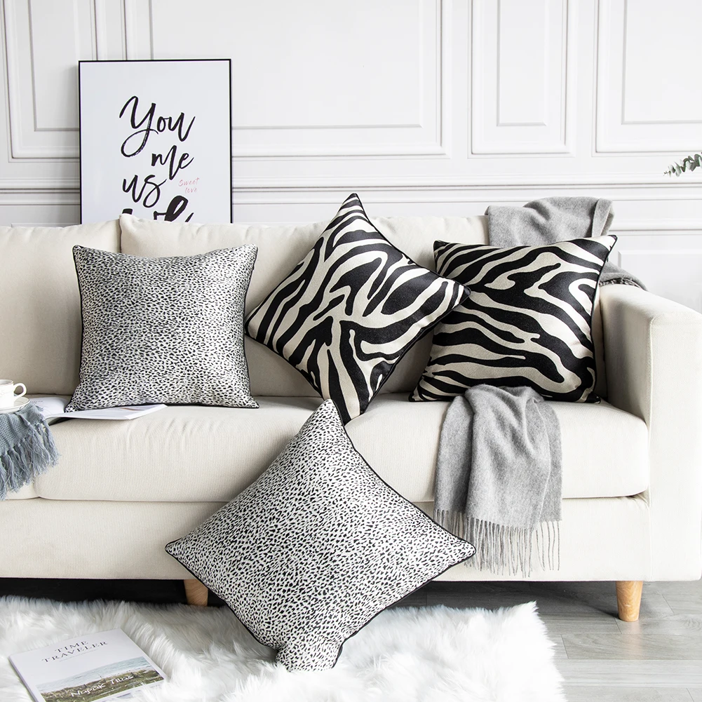 

Luxury Stripe Cushion Cover Zebra Pattern Pillow Case Leopard Print Pillow Cover Hotel Sofa Office Decorative Pillowcase 18inch