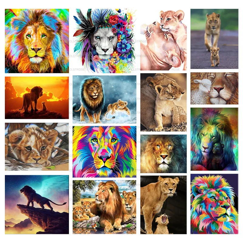 

Diy Diamond Painting Acrylic Material Southeast Asia Painted Leaves with Physical Lion Pattern Square Round Diamond Furniture