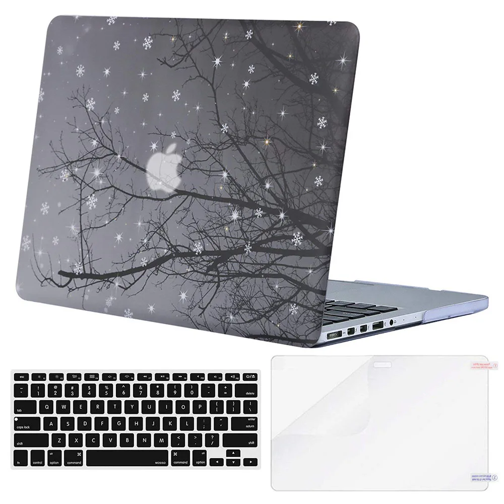 Mosiso для Macbook Pro 13 Чехол для компьютера для Mac Pro 13 A1502/A1425 чехол 2012-+ силиконовый КБ чехол+ защита экрана - Цвет: Winter Snow on Tree