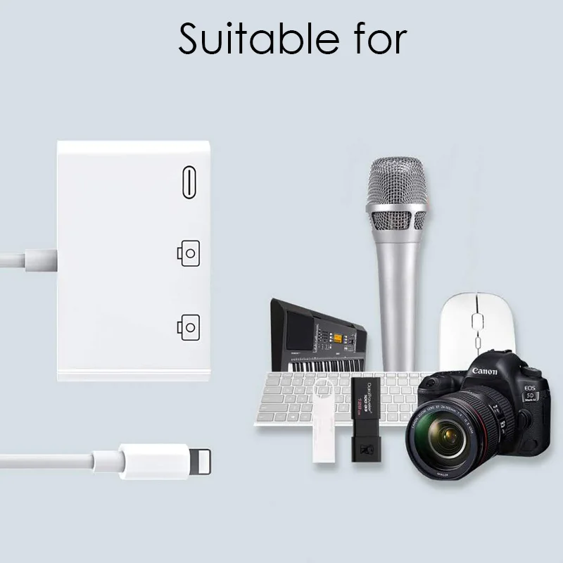 Fiuzd Новый OTG двойной USB адаптер для iPhone 8 X iOS 13 камера U флэш накопитель конвертер