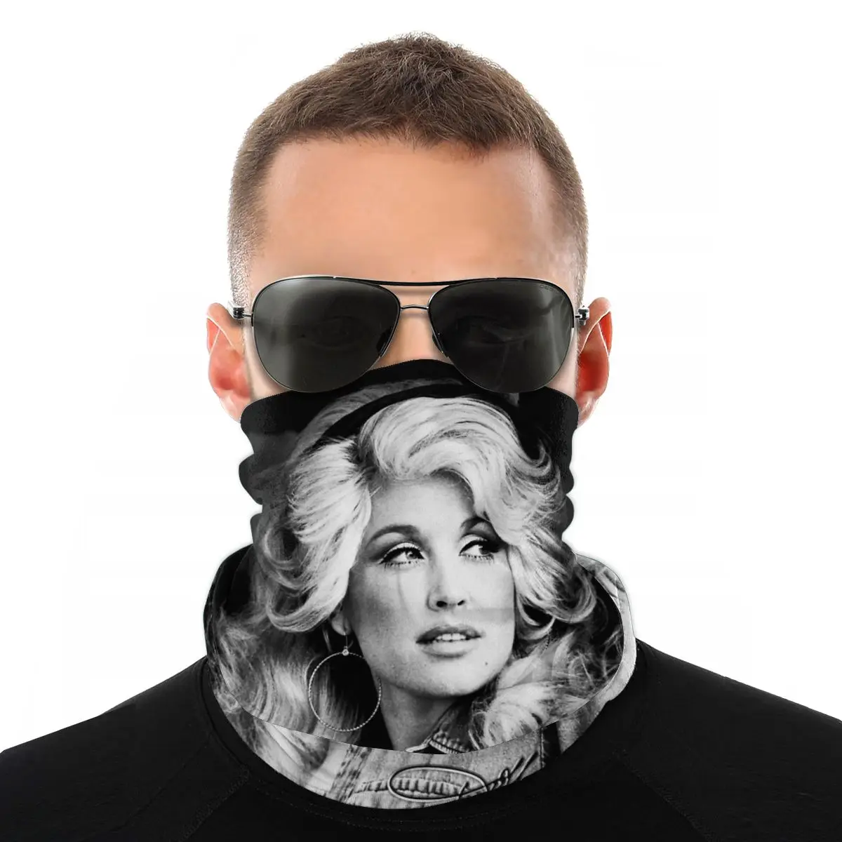 Черно белый красивый классический шейный платок с надписью MUSIC COUNTRY № 03 бандана