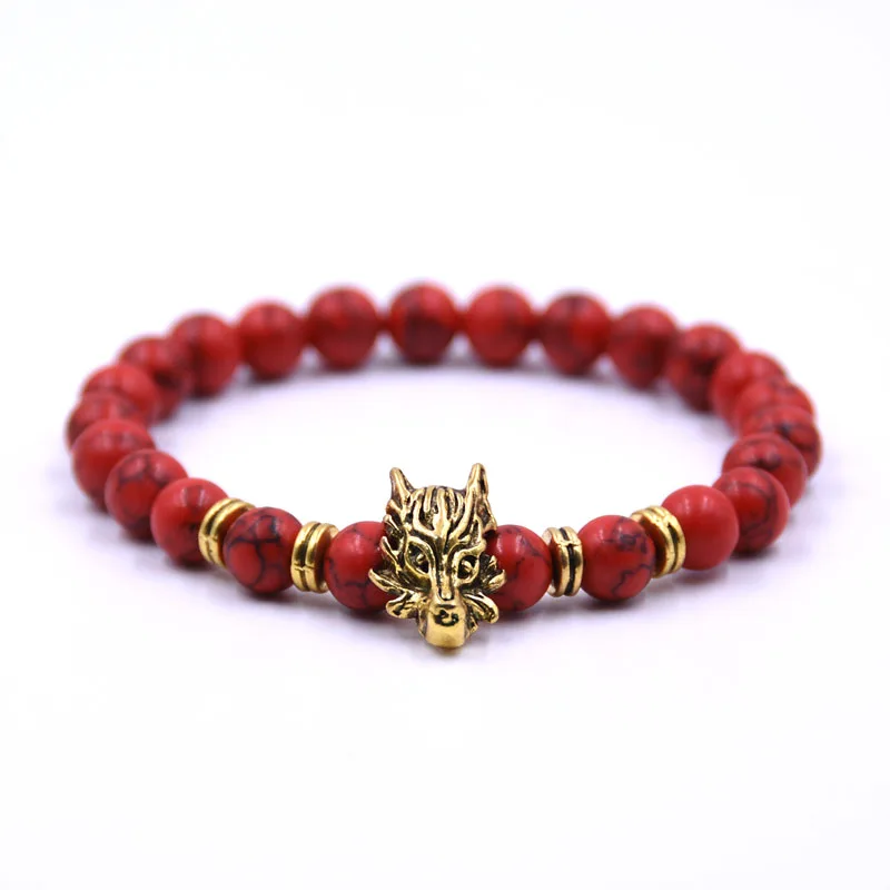 HYHONEY 8 мм натуральный камень черные бусины лавы чакра браслеты bijoux бронза голова