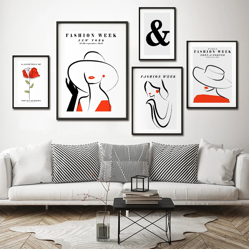 

Modern New York Paris Fashion Week Canvas Print Painting Abstract Lady Poster Wall Art Picture for Living Room Home Deco