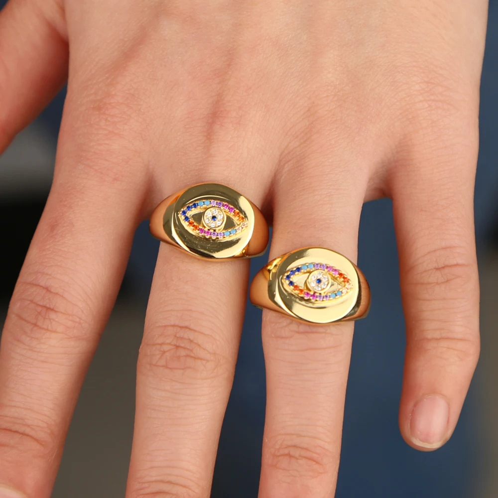 Новое поступление радужных колец с фианитами сглаза золотые широкие обручальные