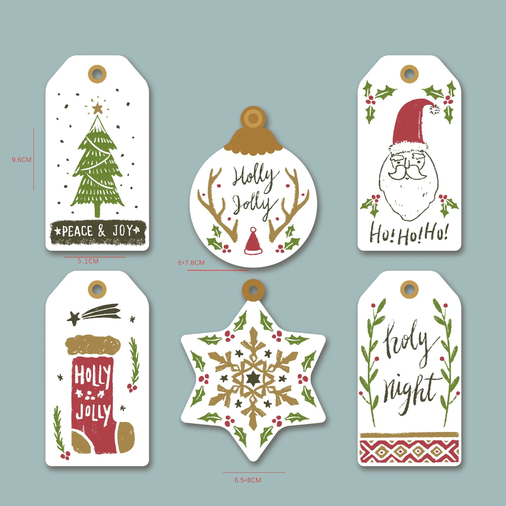 

50pcs/lot 5x9cm 6 Designs Merry Christmas label Vintage cowhide paper gift tags,bookmarks,message card diy decoration