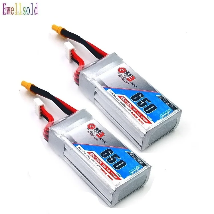 Ewellsold 2 шт. 650 мАч 11 1 В 3S 80C/160C Lipo батарея с разъемом XT30 для FPV гоночного дрона 4 оси UAV