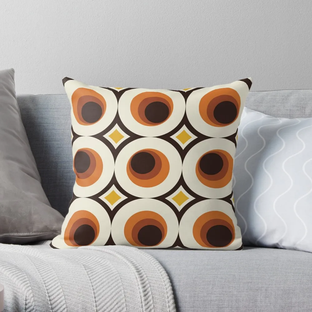 

1970's Orange Mid-Century Modern Circle 1 Throw Pillow Pillow Case Polyester Home Decora Pillowcases