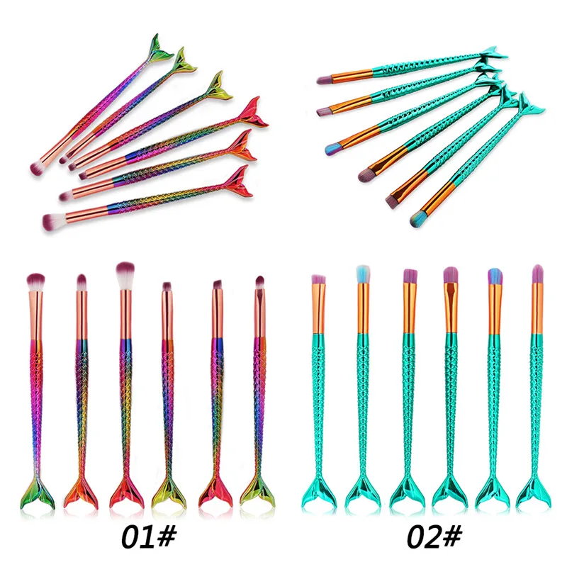 Набор кистей для макияжа русалка 6 шт.|Аппликатор теней век| |