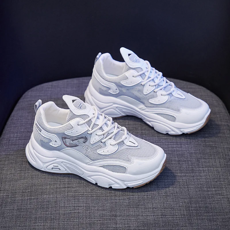 

Brand New Women Fashion Sneakers Girl Breathable Air Mesh Patchwork Thick-soled Casual Sport Shoes Trend Trainers 3 Colors