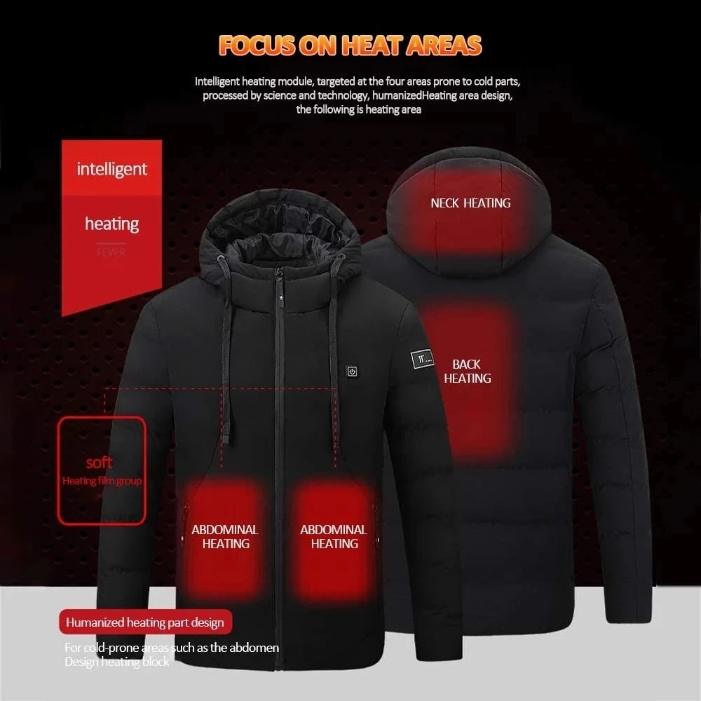Мужская и женская умная куртка с электроподогревом USB хлопковое пальто зимняя
