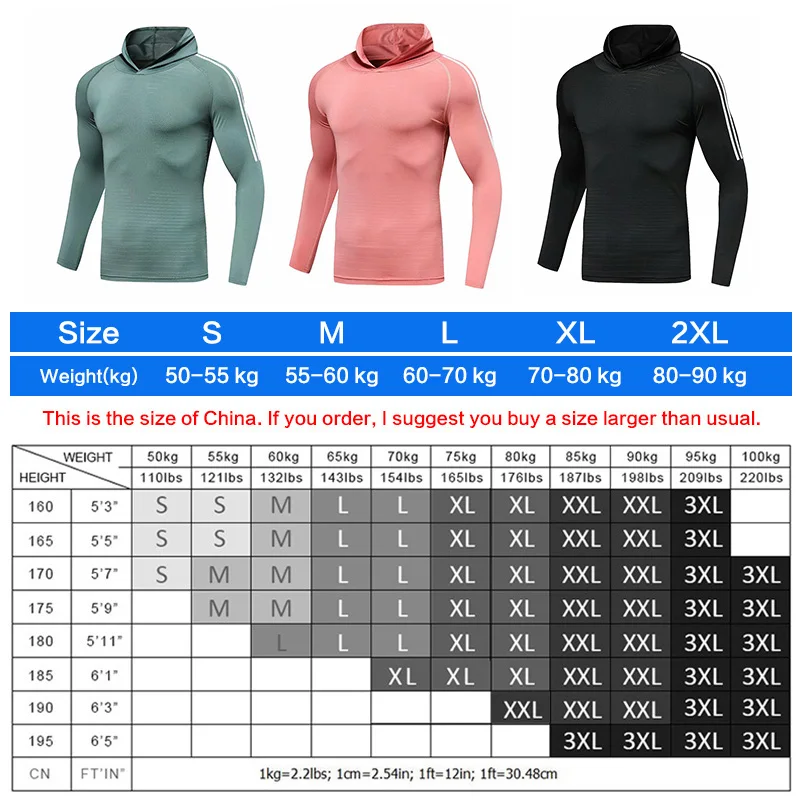 

Men's Running T-Shirt Men 's Fitness Gym T Shirts Muscle Tee Quick-drying Hooded Collar Long Sleeve Compression Sports T-Shirt