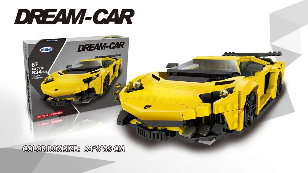 

XINGBAO MOC Xb03008 Technic Series The Yellow Lightning Racing Car Educational Toys Building Blocks Bricks Model for Kids Gift