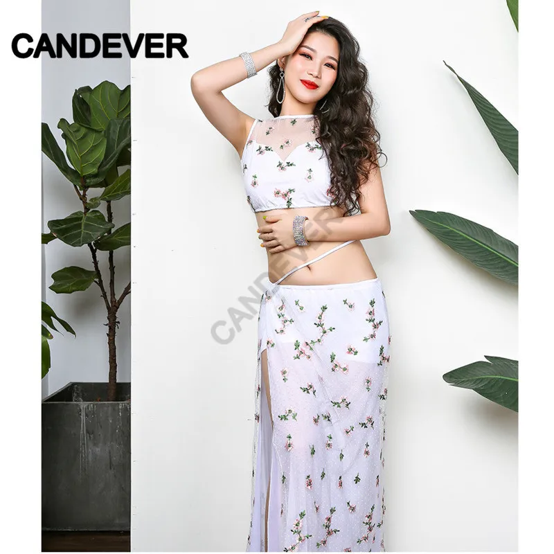 Кружевной сетчатый топ раздельная длинная юбка набор костюма для танца живота