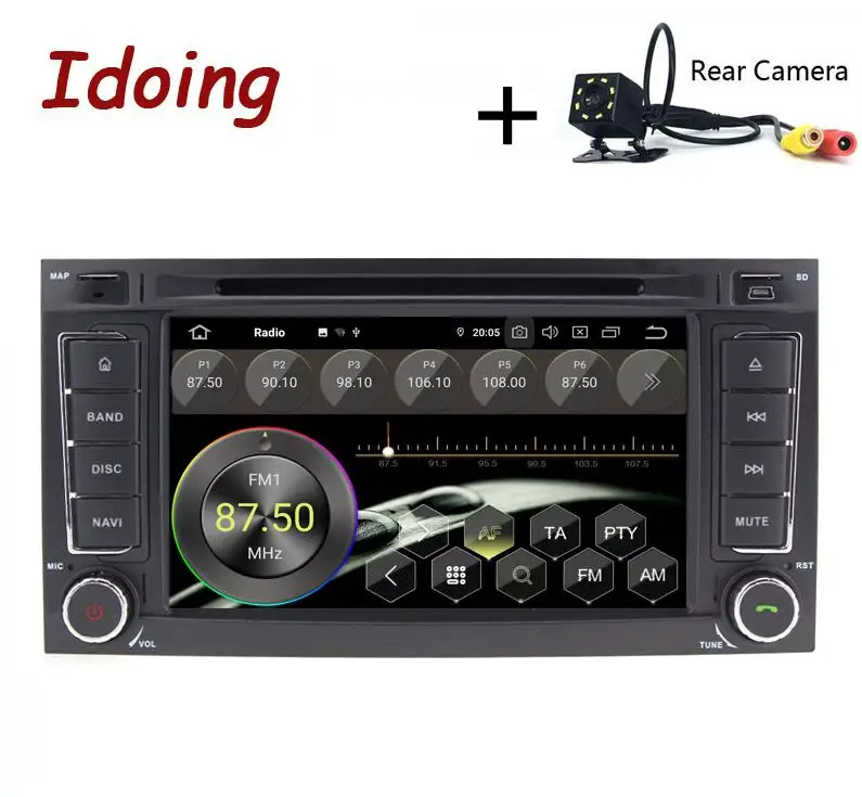 Standard with Camera Idoing " 2Din автомобильный Android 9,0 радио плеер для Volkswagen Touar PX5 4 Гб+ 64 Гб Восьмиядерный ips DSP gps навигация Мультимедиа 2 din - Цвет: Standard with Camera