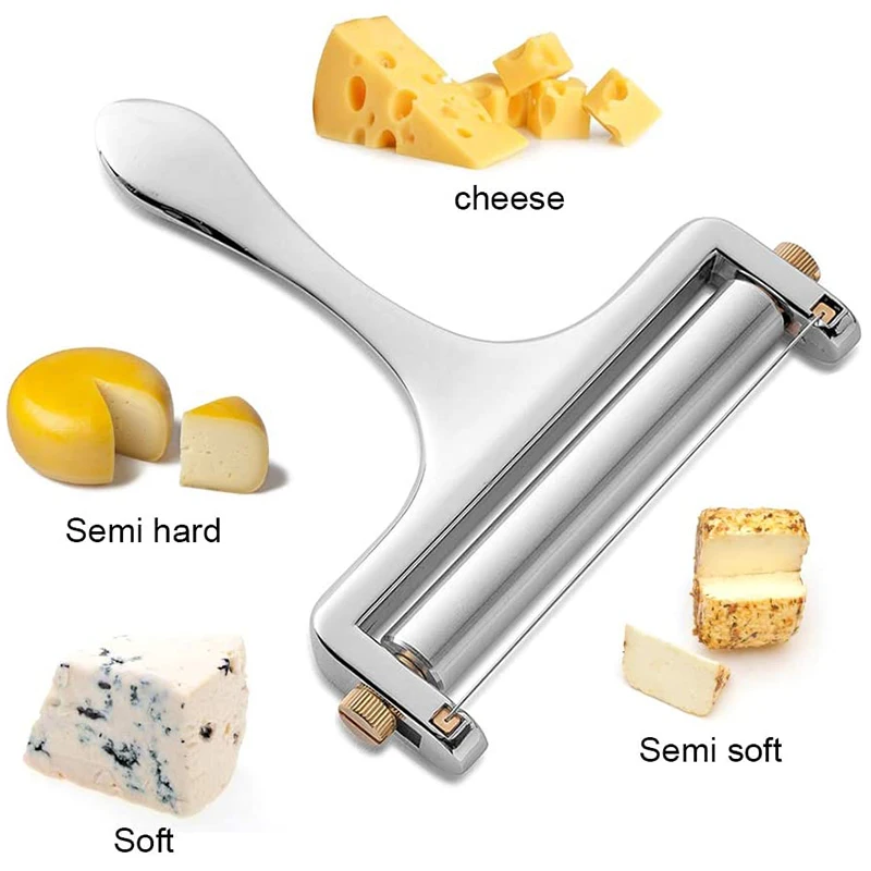 

Cheese Slicer, Adjustable Thickness Heavy Cheese Slicers with Wire for Soft & Semi-Hard Cheeses -4 Cutting Wire Included