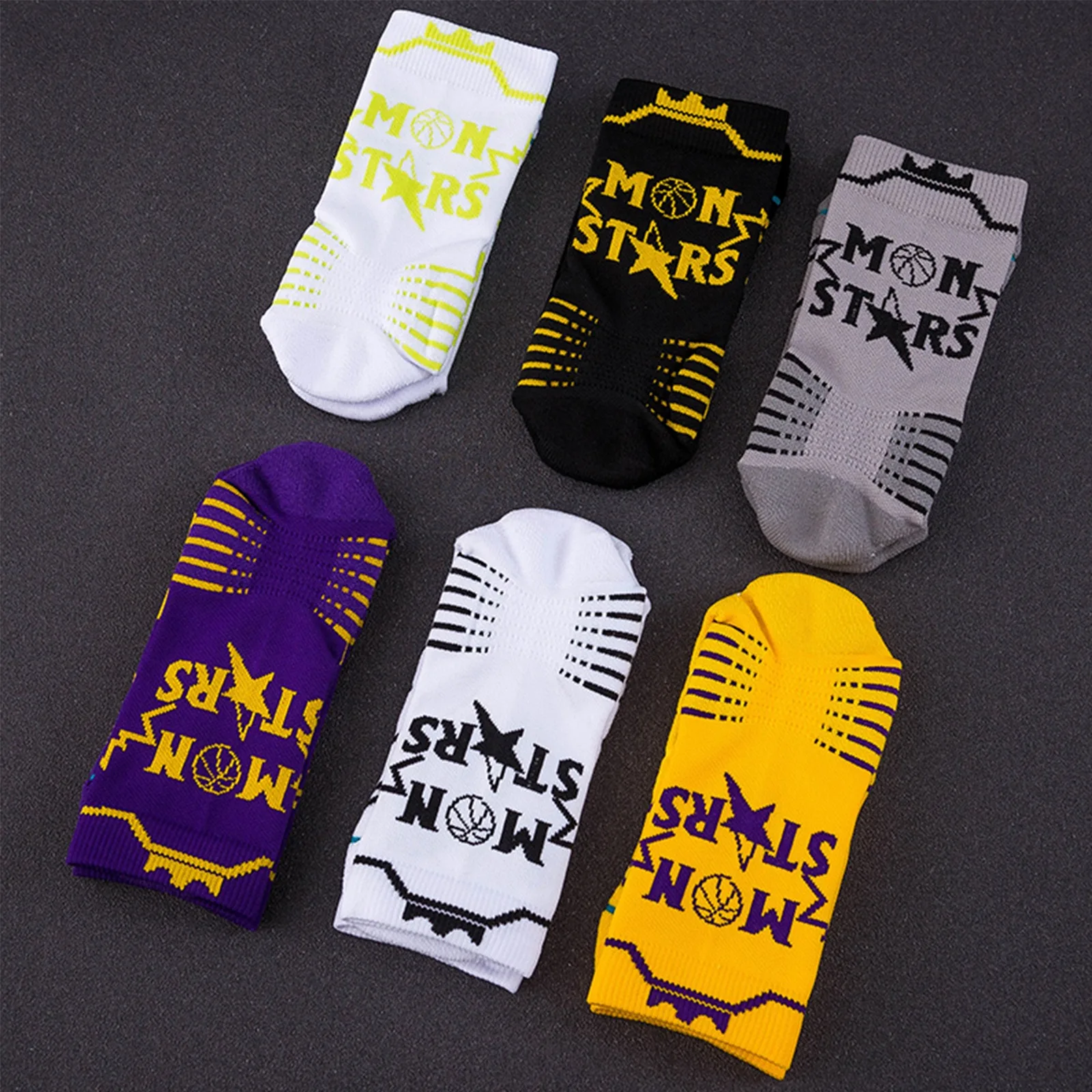 

3Pairs Multifunction Geometric Non-slip Breathable Socks For Sports Accessories Concise Square Socks Running Size S(39-43)