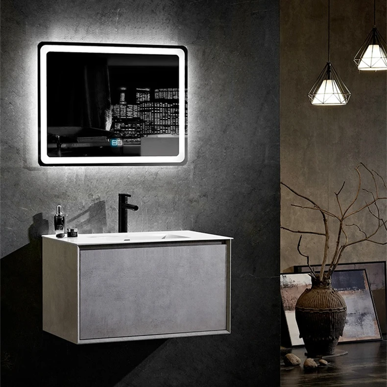 Современный шкаф для ванной комнаты из цельного дерева умное размораживающее