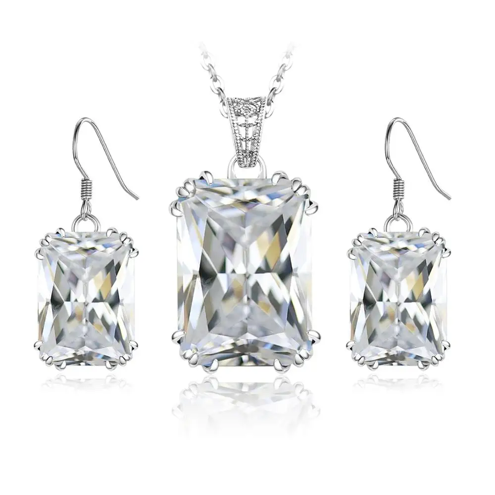 Набор ювелирных украшений для невесты сверкающие Модные прямоугольные серьги