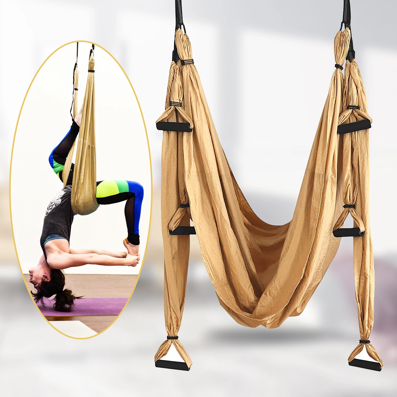 

MAerial Yoga Swing Anti-gravity Aerial Yoga Hammock Set With Extension Belt And Carry Bag Flying Swing Home Gym Hanging Belt