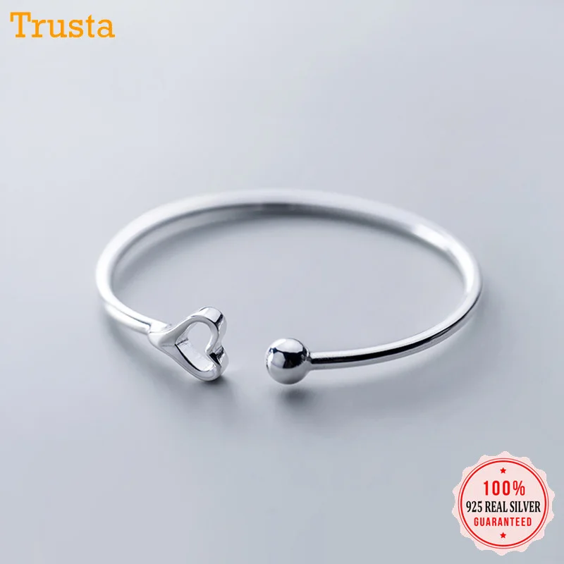 Trusta, новинка,, 925 пробы, серебряный браслет, ювелирное изделие, 9,1 г, материал, цельное серебро, простой открытый Браслет-манжета, подарок для девочек, DS1504