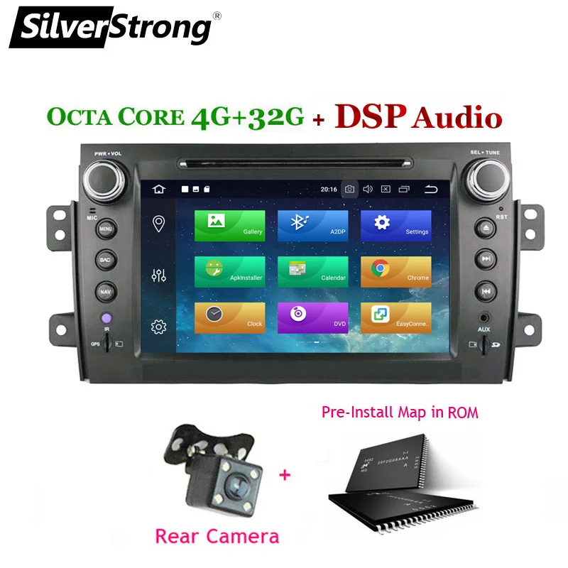 SilverStrong 2Din Android9.0 автомобильный DVD для SUZUKI SX4 Mp3 аудио DVD для FIAT Sedici навигация gps SX4 для Suzuki стерео DSP - Цвет: PX5-SX4 CAM-DSP