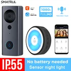 Дверной Видеозвонок SMATRUL Tuya, 1080P HD, Wi-Fi, беспроводной уличный дверной звонок для дома, Двухсторонняя аудиосвязь, светодиодный ночник, USB