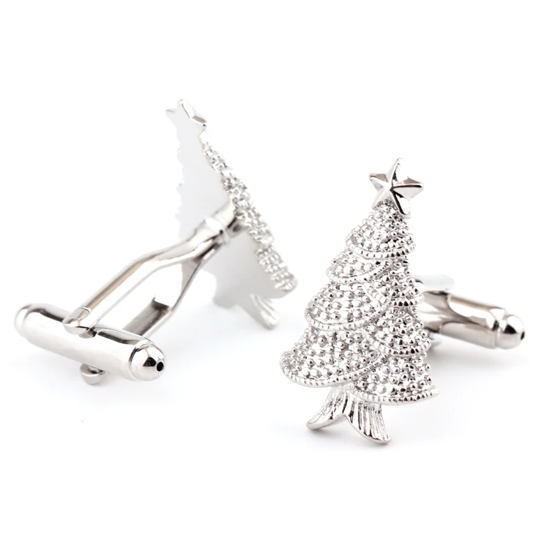 Free shipping Sparkling Crystal Christmas Tree Cufflinks for Men Cuff Links Fashion Festival Party Jewelry Male | Украшения и