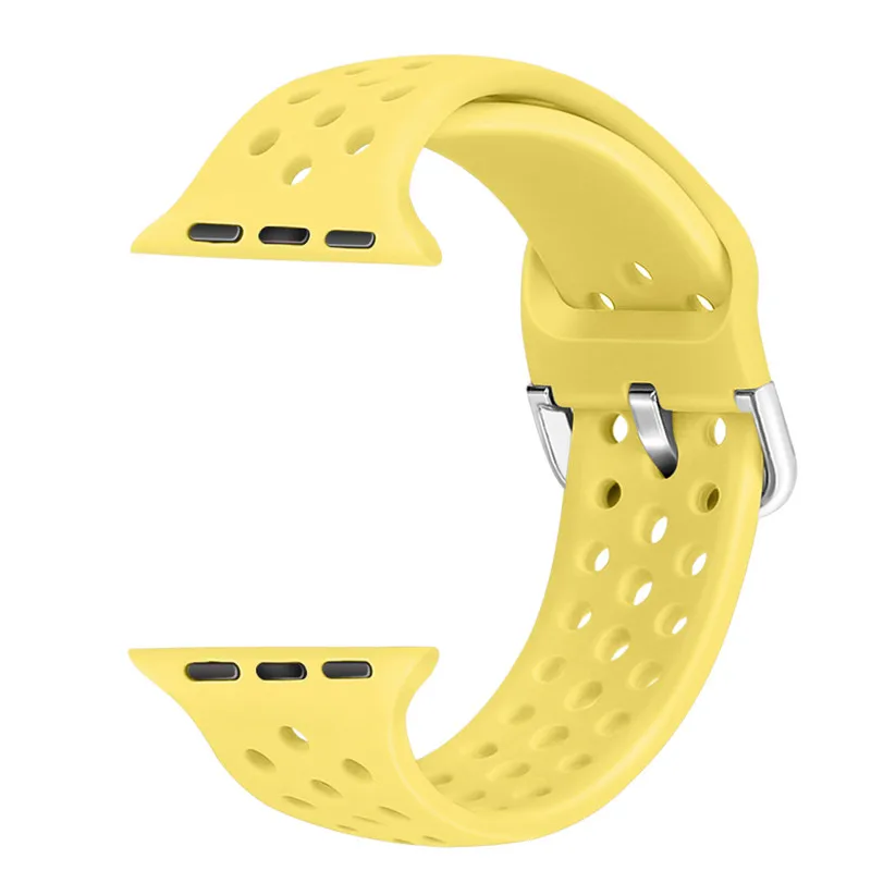 yellow Ремешок для apple watch группа 4, версия 1, 2, 3, ремешок 44/40 мм силиконовый браслет для наручных часов iwatch серии, версия 1, 2, 3, ремешок 38, 42 мм, версия дышащий Браслет аксессуар - Цвет ремешка: yellow