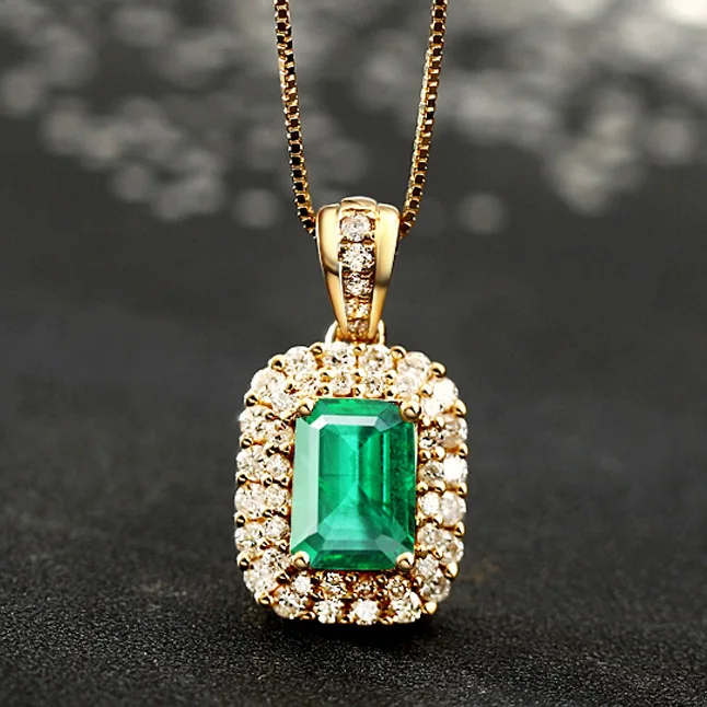 

Emerald gemstone simulation tourmaline color treasure pendant female gold-plated