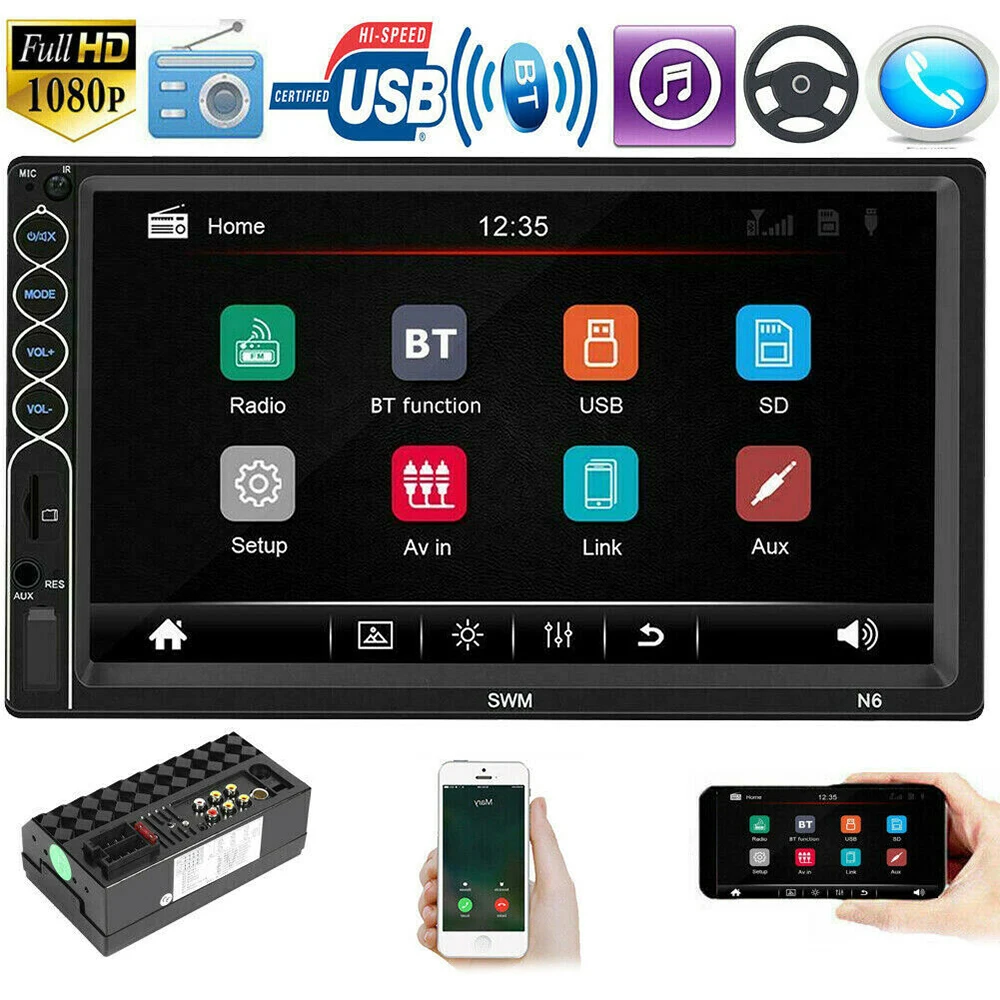 

AMPrime Autoradio 2 Din Car Radio 7" Touch Screen MP5 Bluetooth USB Car Digital 2Din Multimedia Player Support Rear View Camera