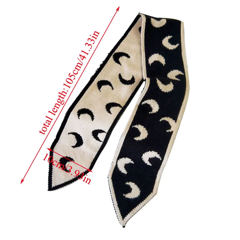 

Polka Dot Moon Stripes Small Scarves Winter Knitted Neck Warmer Collar Scarves Long Skinn Design Couple Scarf Bufandas Mujer
