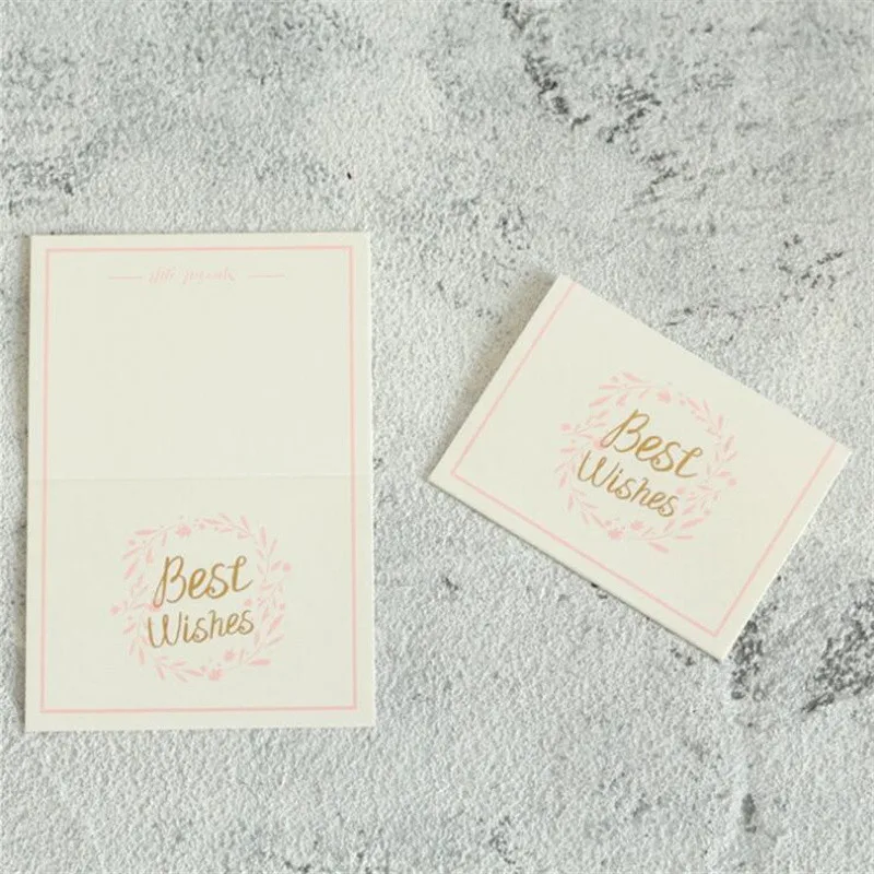 best wish 10pcs Creative Bronzing Greeting Card Wedding Valentine's Day Flower Message Blessing Card Birthday Party Decor Thank You Card - Цвет: best wish