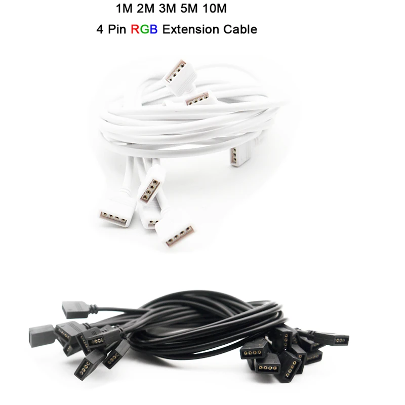 

1pcs 1M 2M 3M 5M 10M 30CM 4 PIN RGB led Extension Cable connector cord Wire with 4pin for 3528 5050 SMD RGB LED light Strip