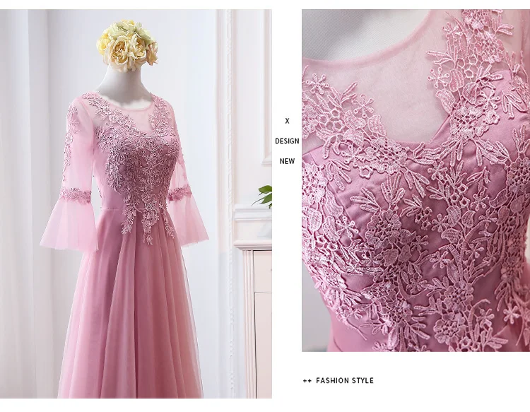 MNZ-9858Z# платье подружки невесты новые зимние рождественские платья средней длины с длинными рукавами г. Бледно-лиловый на шнуровке для девочек