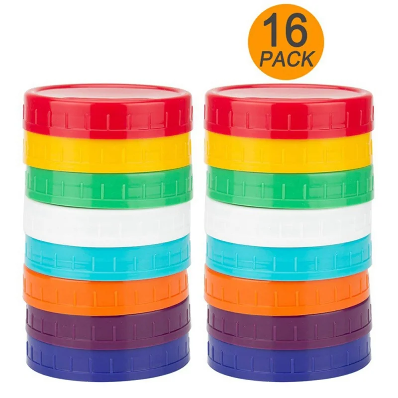 

Colourful 12/16PCS Household Sealing Lid Plastic Portable Sealing Lid Food Sealing Lid Glass Jar Kitchen Supplies