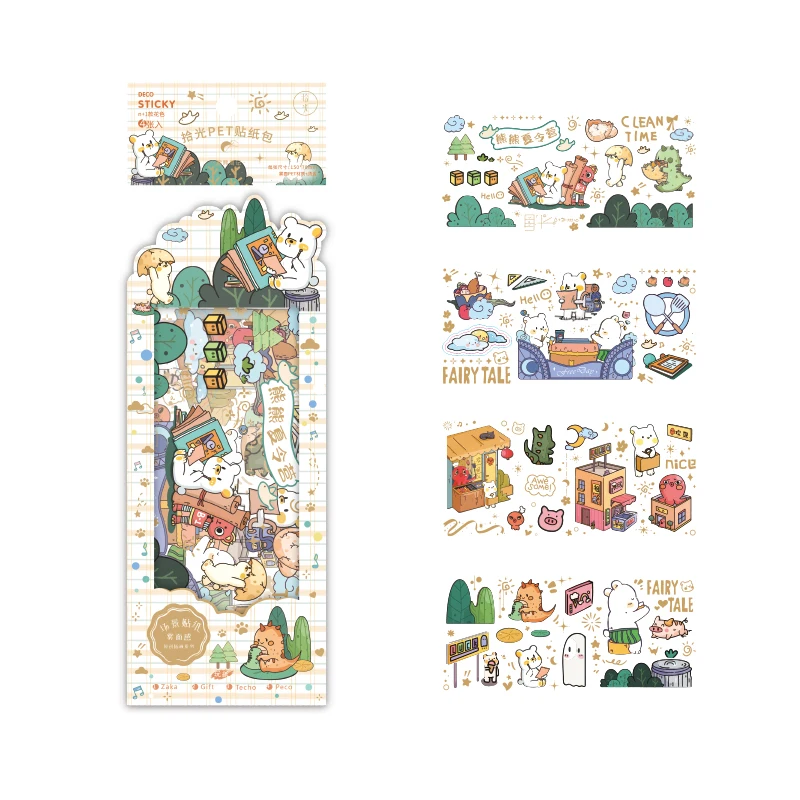 

Kawaii Creative antique cute Sticker Decoration StickersRainbow Town Series DIY korean decor Diary Scrapbooking Label Sticke