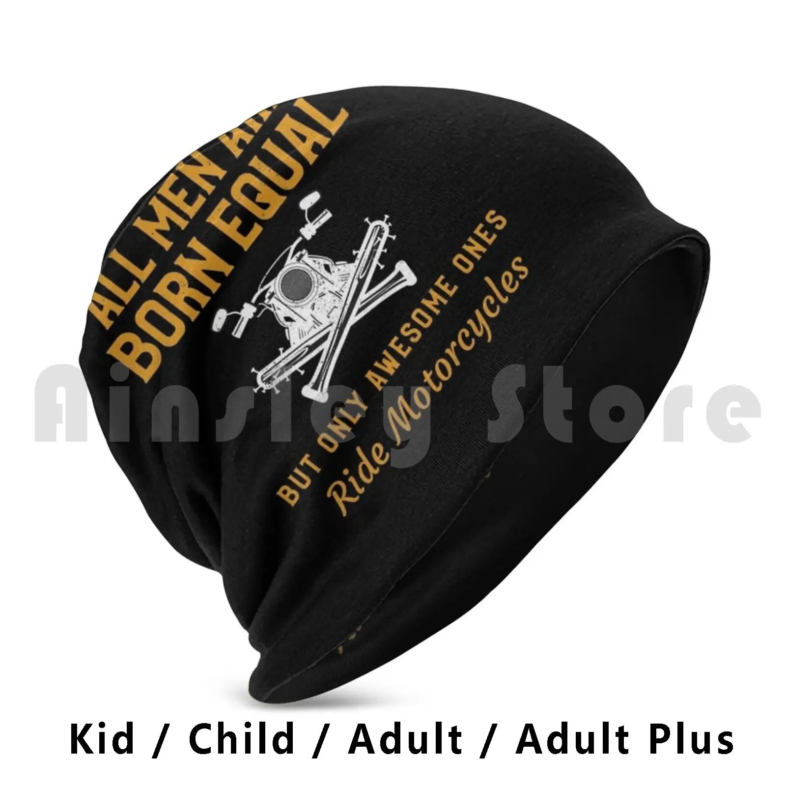 

All Men Are Born Equal. Only Awesome Ones Ride Motorcycles Funny Biker Design Beanie Hedging Cap DIY Print Cushion