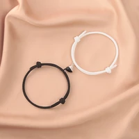 2pcs heart magnetic couple bracelets pendant bracelet set for men women lover friend friendship braid rope magnet jewelry gift